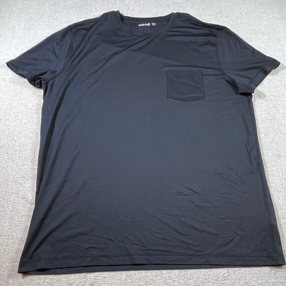 Solaris Men’s 2XT Black Front Pocket Short Sleeve Crewneck Cotton T-Shirt Tall - Picture 1 of 5